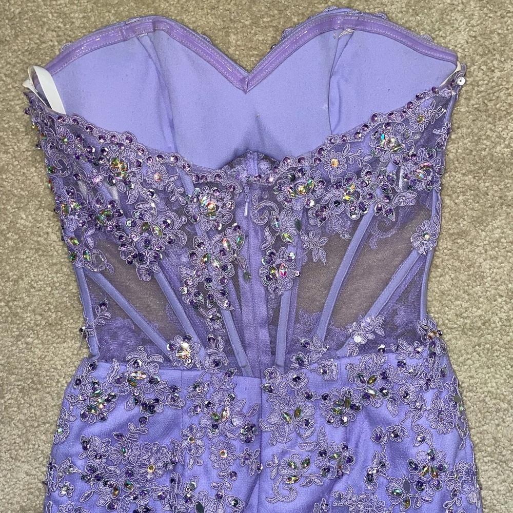 Strapless Lavender Prom Dress - Picture 11 of 16